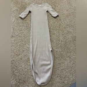 Mebie Baby Oatmeal Organic Cotton Ribbed Knot Gown